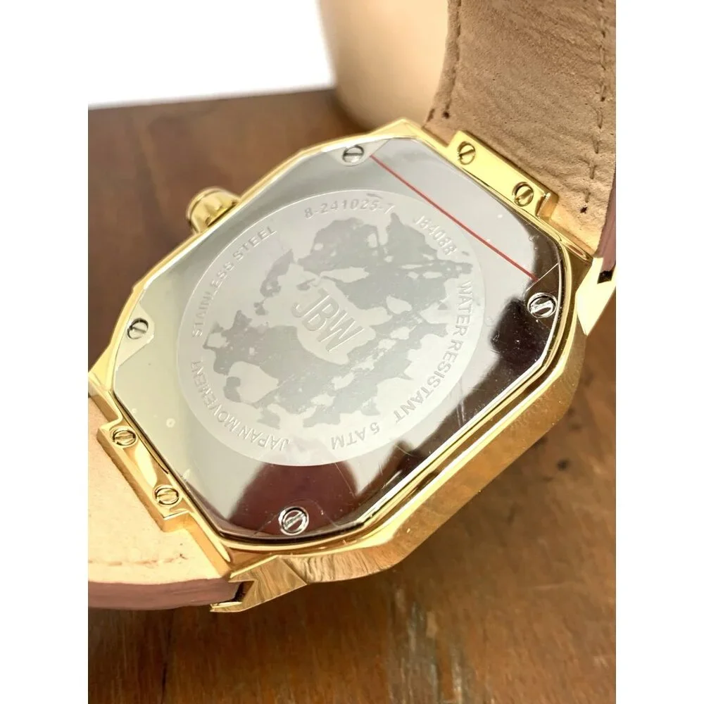 JBW Men's Watch J6408B Orion Quartz Diamond Accent Gold Dial Brown Leather Strap